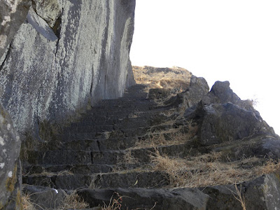 carved staircase at Kenjalgad