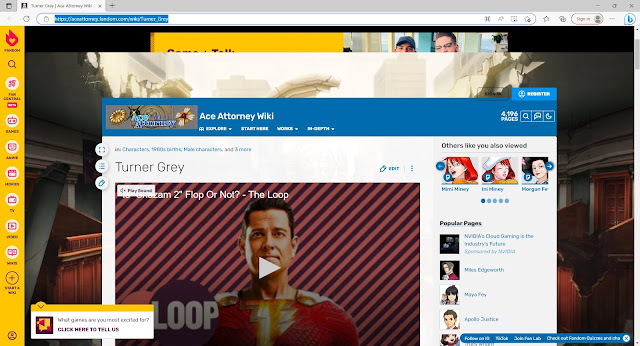 Ace Attorney Fandom Wiki Turner Grey ads autoplaying videos sidebars pop-ups