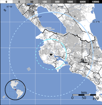 Epicentro sismo 5,3 grados, Costa Rica, 10 de octubre 2012