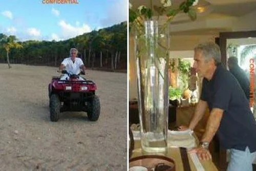 Unsealed photographs of Epstein at Epstein Island, 2006.