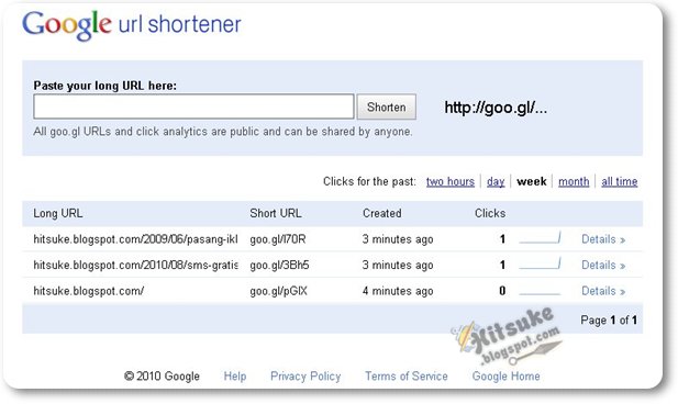 Google Shortener URL