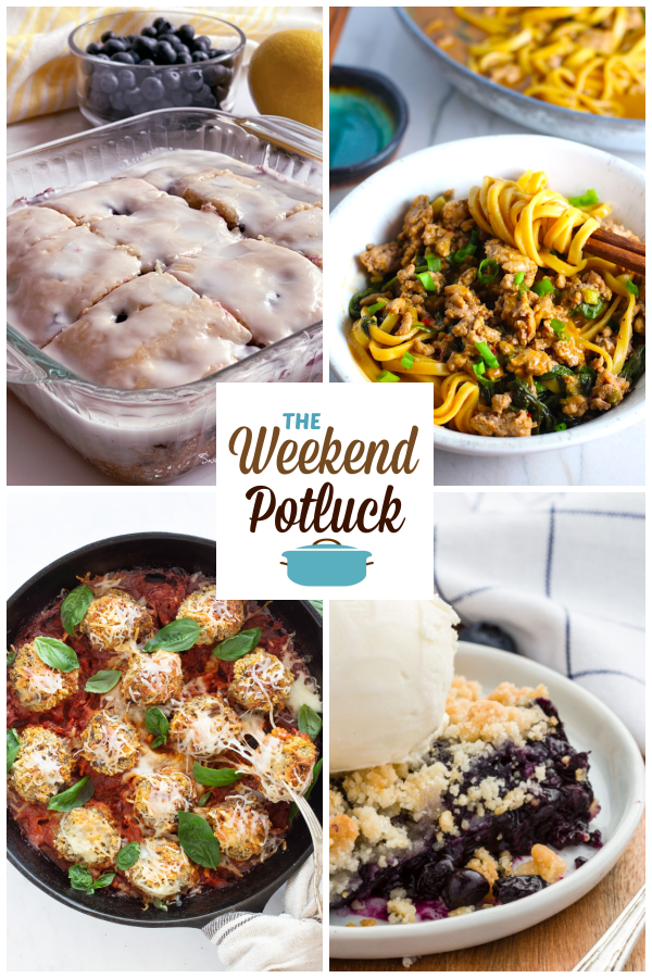 A virtual recipe swap with Lemon Blueberry Crazy Cake, Ground Chicken Dan Dan Noodles, Cheesy Baked Chicken Parmesan Meatballs, Easy Blueberry Crisp and dozens more!