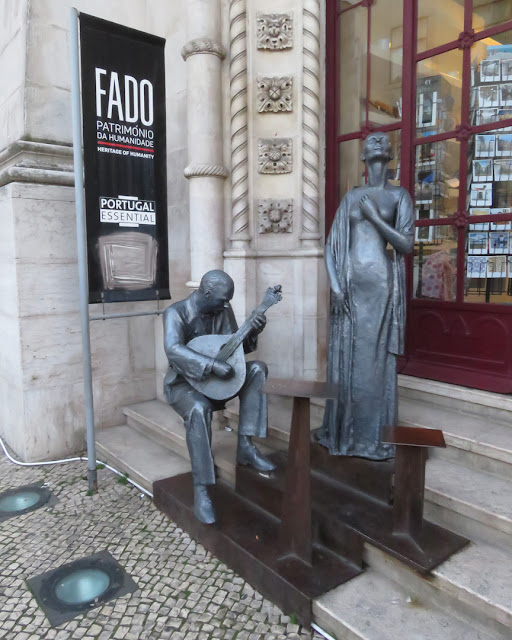 Sculpture symbolizing fado, Rossio railway station, Lisbon