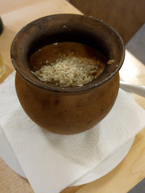 Beans in pot with walnut