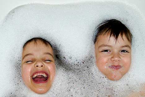 2 boys in a Bubbles tub