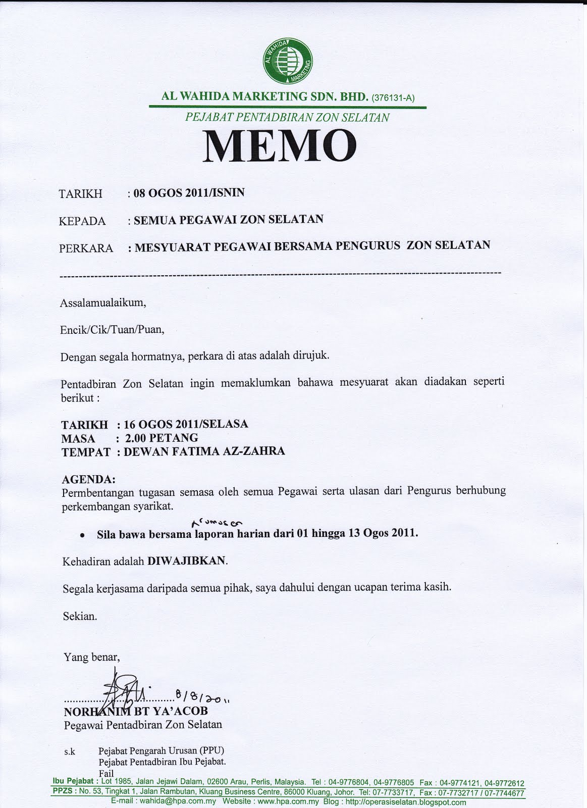 Contoh Surat Bekerja Pada Cuti Umum