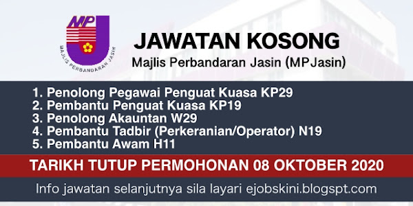 Jawatan Kosong MPJasin Oktober 2020