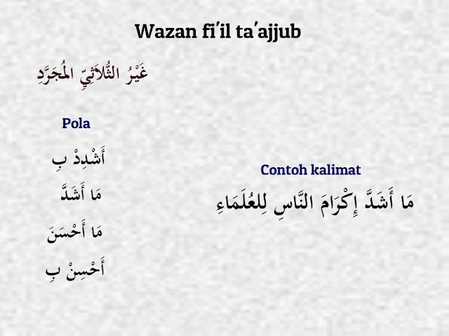 contoh kalimat  fi'il ta'ajjub dengan fi'il selain fi'il tsulatsi mujarrad