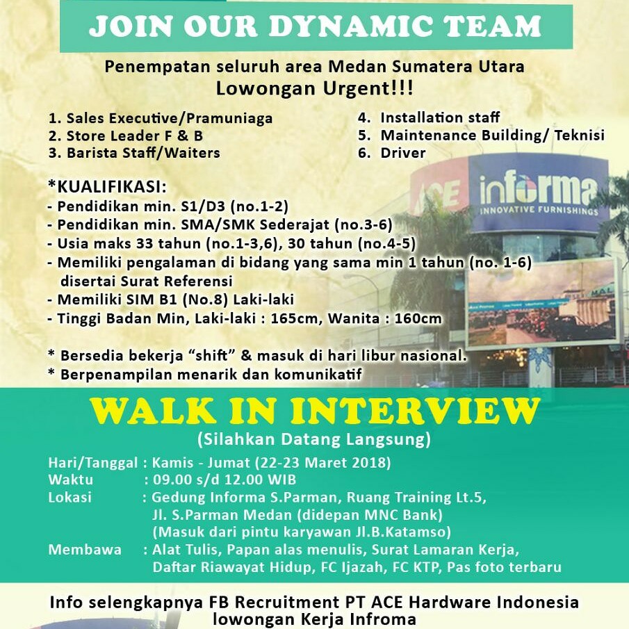 Lowongan Kerja PT ACE Hardware Indonesia - Walk In 