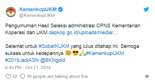 Pengumuman Seleksi Administrasi CPNS 2018