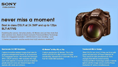 Sony Alpha SLT-A77 Digital SLR Camera description