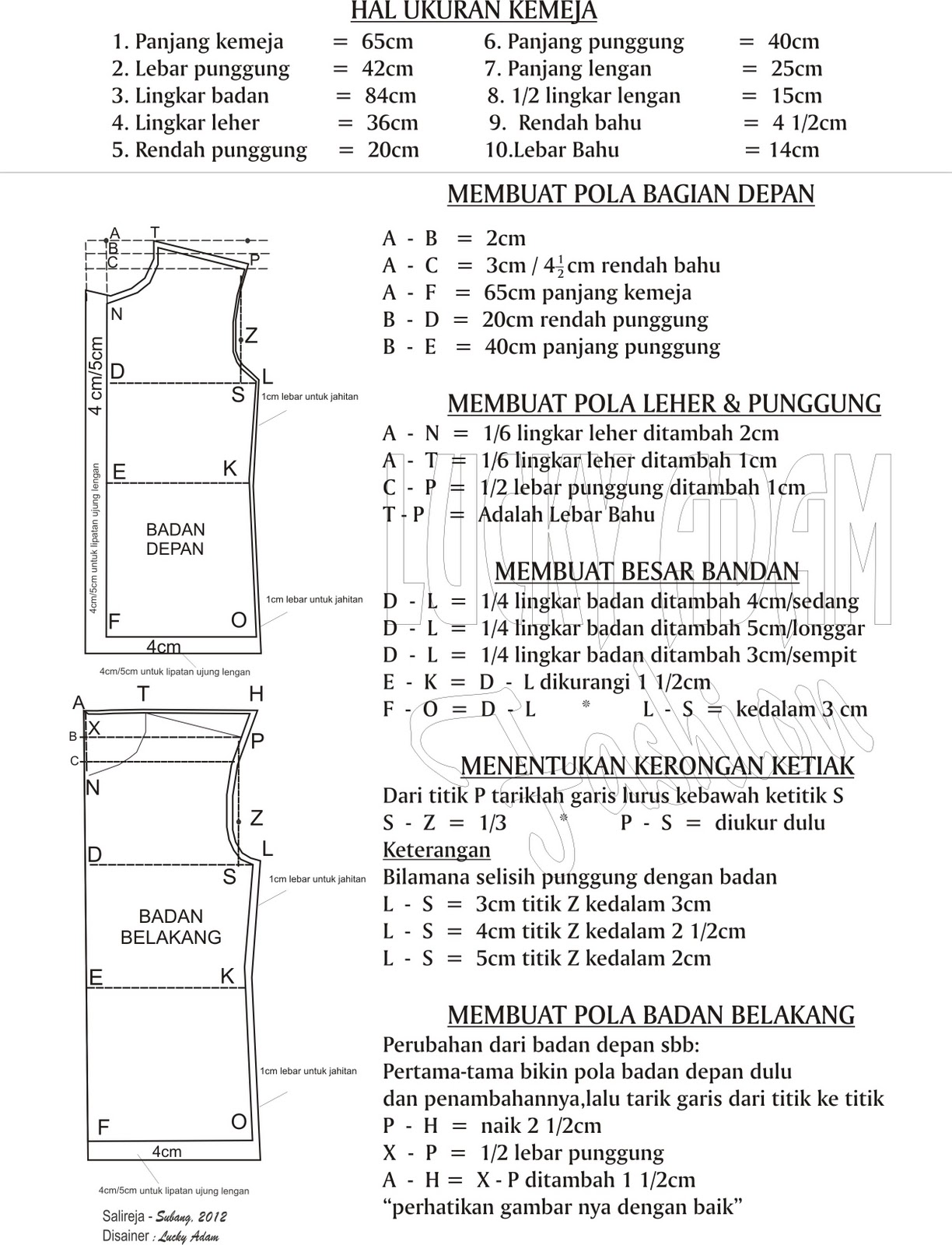 PENGENALAN POLA  DASAR  KURSUS MENJAHIT LUCKY ADAM FASHION 