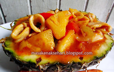 Resep Cumi Asam Manis Nanas Saus Pedas