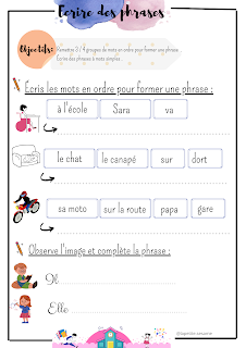 écrire des phrases , évaluation diagnostique 4eme ap