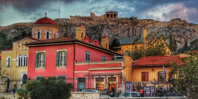 Plaka the Athens neighborhood under the Acropolis