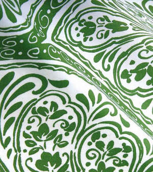 green and white, damask print