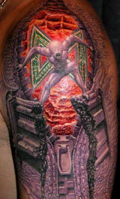 3D Biomechanical Alien Tattoo Design