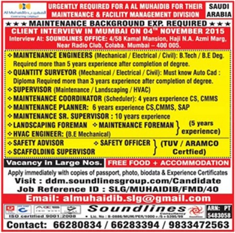 Free job recruitment for KSA