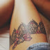 Gorgeous Women Thigh with Xmas Crown Tattoo