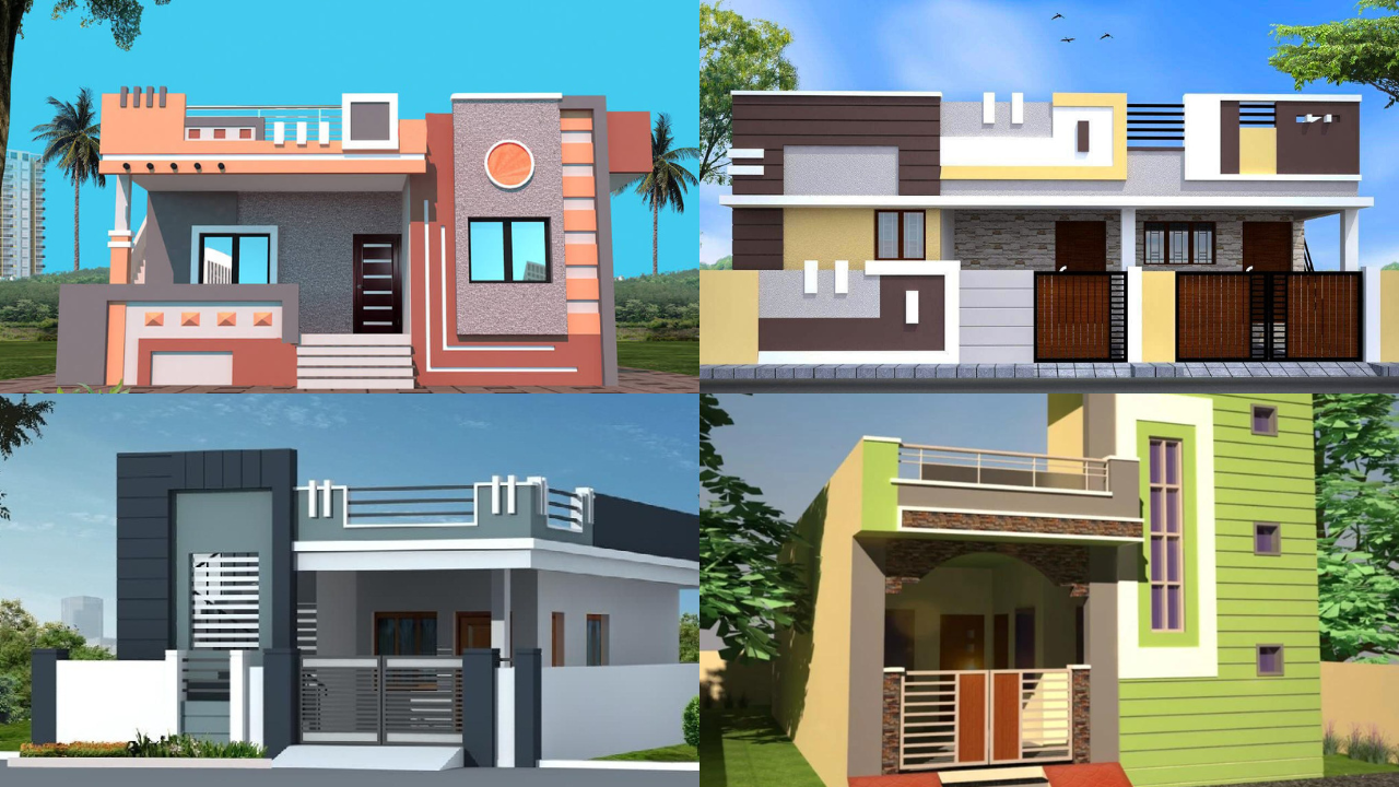 single floor low budget normal house front elevation designs