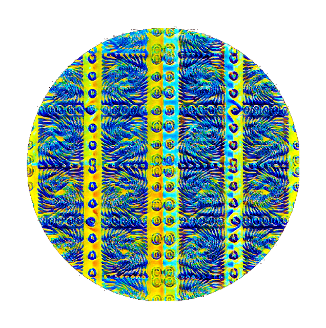 Spiral cut out design blue and yellow