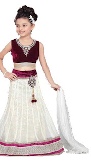 Kids velvet lehenga