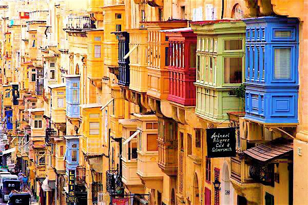 Malta, Valletta,The balconies of Republic Street