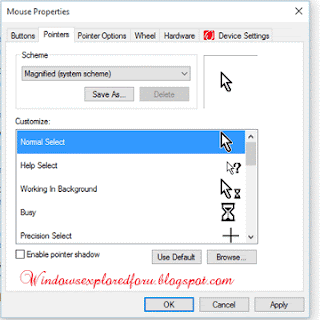 Change Mouse Pointers in Windows 10