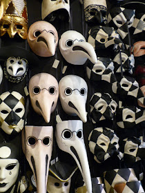 Scary collection of plague doctor masks at Ca Del Sole