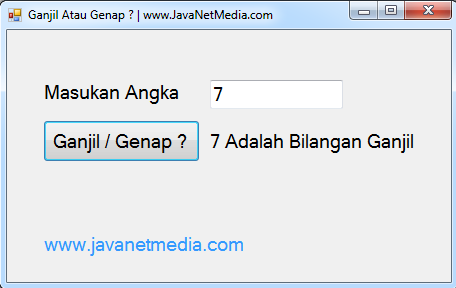 Aplikasi Menentukan Bilangan Ganjil Genap VB .NET