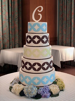 The colorful cake above was designed by a bride whose passion 