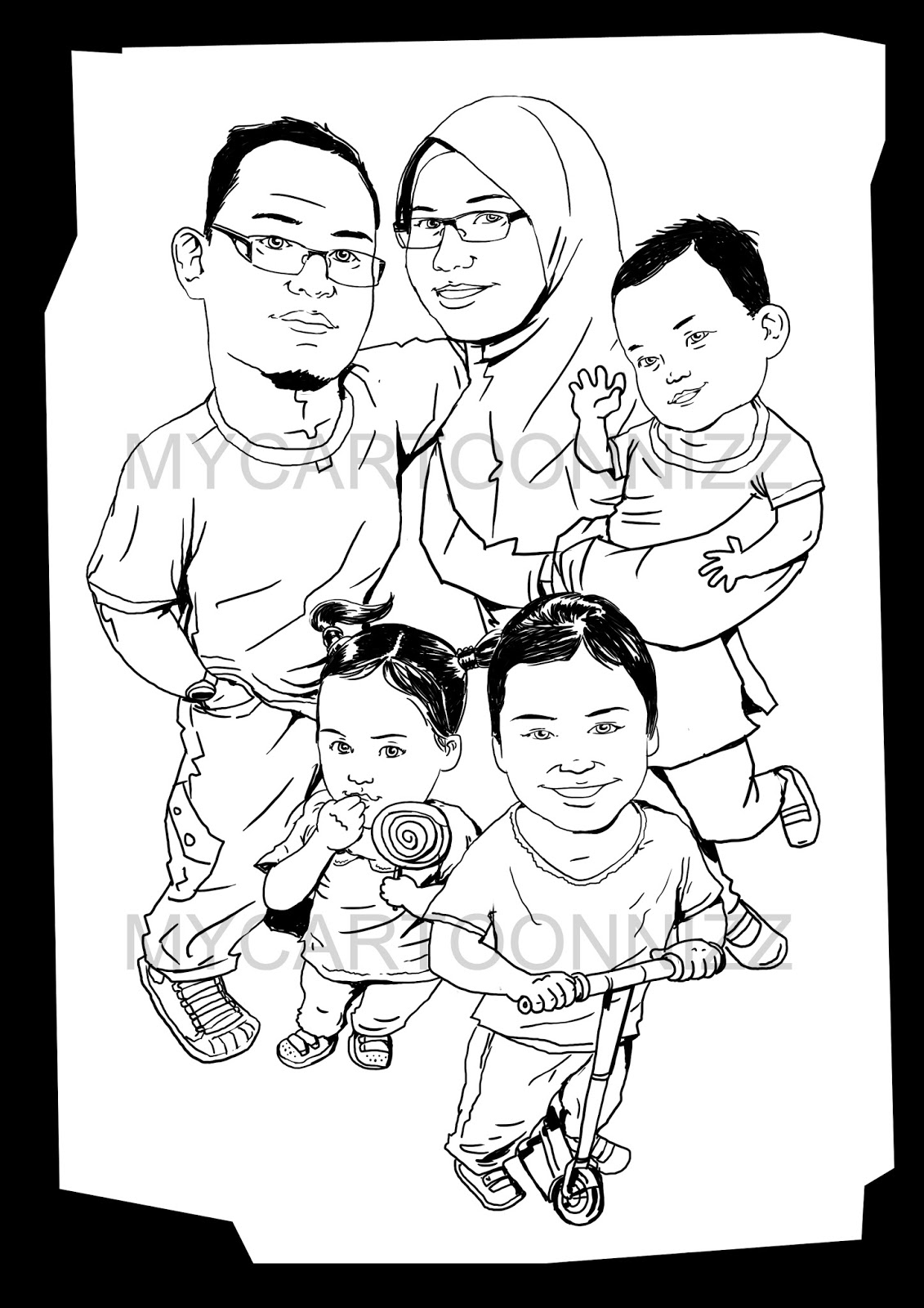 86 Gambar Kartun Keluarga Besar Bahagia Hitam Putih Cikimmcom