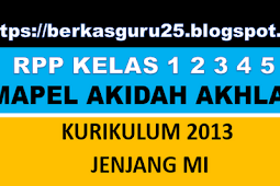 RPP Mata Pelajaran (Mapel) Akidah Akhlak Madrasah Ibtidaiyah (MI) Kelas 1,2,3 4, 5, 6