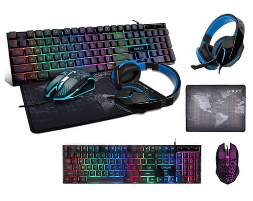 CHONCHOW 4 in 1 Keyboard Mouse Headset and Mousepad Set