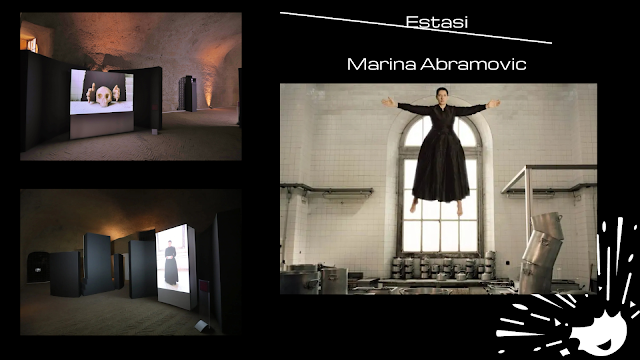 3 immagini tratte dalla performance di Marina Abramovic "Estasi", tenutasi presso la Sala delle Carceri, a Castel dell'Ovo (Na).
