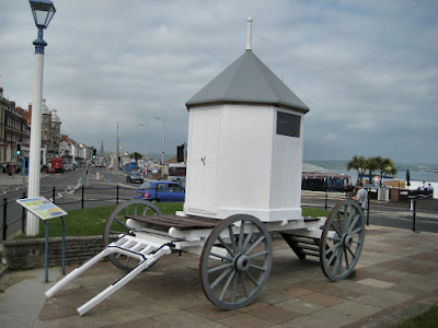 A replica of George III's bathing machine on Weymouth seafront (2012)