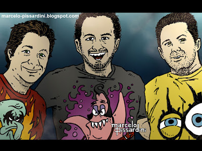 Marcelo Pissardini, Marco Antonio Abreu e Wendel Bezerra em caricaturas de Marcelo Pissardini