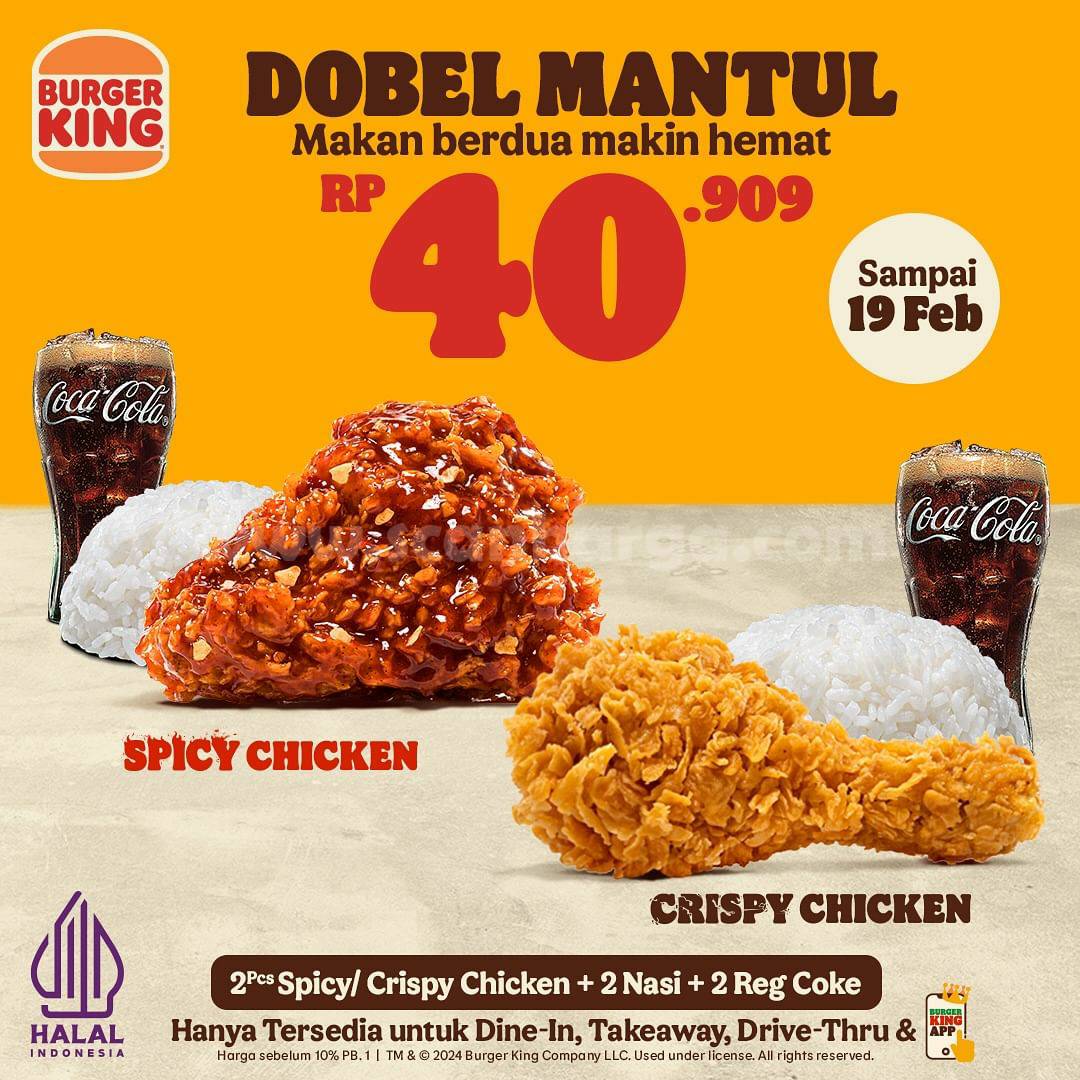 Burger King Dobel Mantul - Harga Promo 2 Menu Hanya 40Ribuan