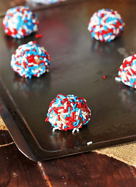 Sugar Cookie Dough Ball Rolled in Red White & Blue Sprinkles Image
