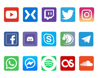 Icônes de divers réseaux sociaux