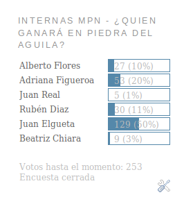 Encuesta On Line de la internas del MPN en Piedra del Aguila.-