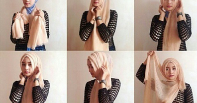 Kreasi Cara Memakai Jilbab Monochrome Segi Empat