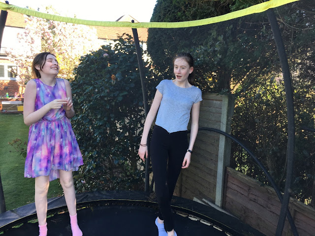 Steph's Two Girls on trampoline