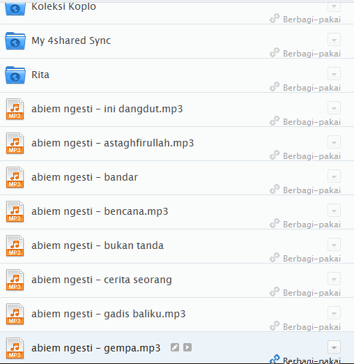 screenshot free download mp3 lagu dangdut/koplo praktis via 4shared