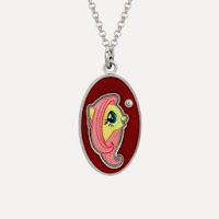 Fluttershy Silver Plated Crystal Dog Tag Pendant Necklace