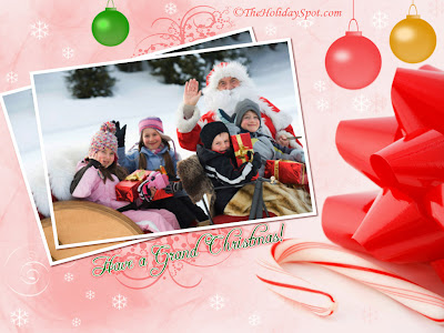 Holiday Wallpaper 1024 768 - Santa Taking Picture With Kids In Sleigh