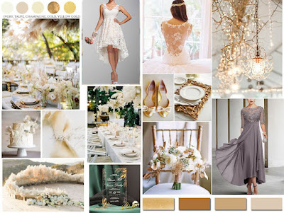 Gold with cream, blush or taupe colored real wedding