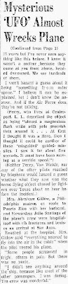 Pilot Tells of UFO That Almost Hit His Plane Far Over Sea (2) - The New Mexican 3-11-1957