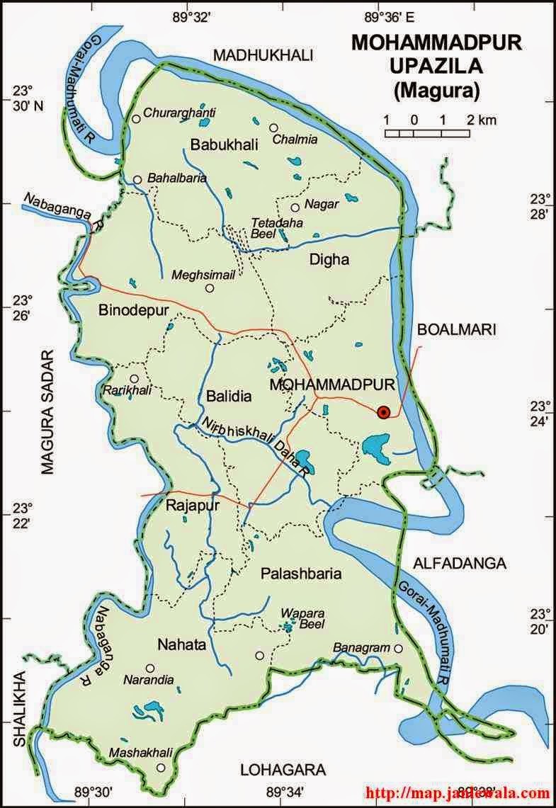 mohammadpur (magura) upazila map of bangladesh