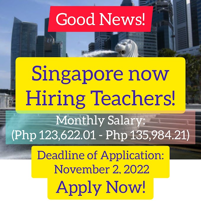 Singapore hiring PreSchool Teacher | Deadline of Application: Nov 2, 2022 | See Requirements here 